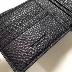 Bottega Veneta Bi-Fold Wallet Black Pebbled Leather