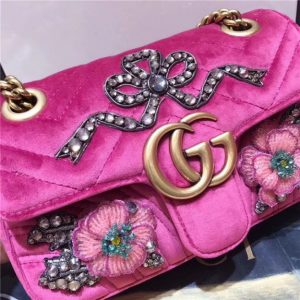 Gucci GG Marmont Embroidered Velvet Mini Bag Crystal Embroidered Flower (Varied Colors)