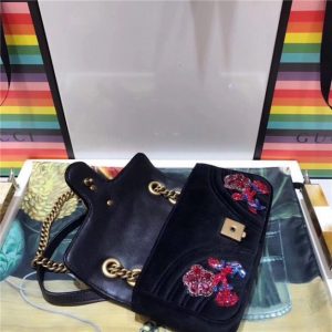 Gucci GG Marmont Embroidered Velvet Mini Bag Crystal Embroidered Flower (Varied Colors)