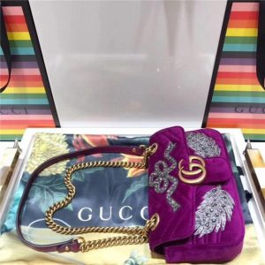 Gucci GG Marmont Embroidered Velvet Mini Bag Crystal Embroidered Flower (Varied Colors)