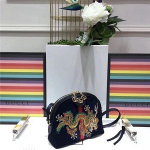 Gucci Ophidia Embroidered Small Shoulder Bag Suede