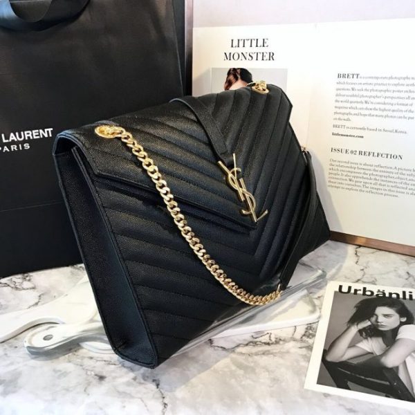 Yves Saint Laurent Cassandre Large Caviar Shoulder Black Bag