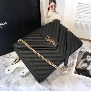Yves Saint Laurent Cassandre Large Caviar Shoulder Black Bag