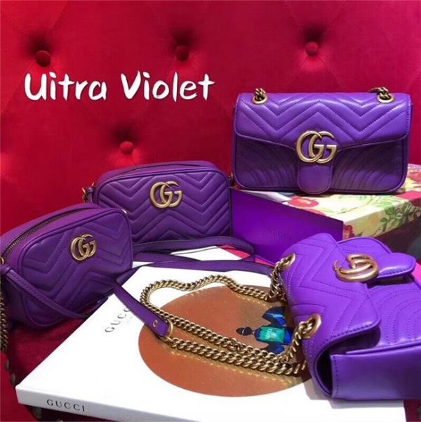 Gucci GG Marmont Matelasse Small Shoulder Bag Purple Leather