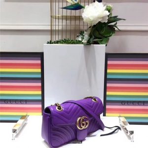 Gucci GG Marmont Matelasse Small Shoulder Bag Purple Leather