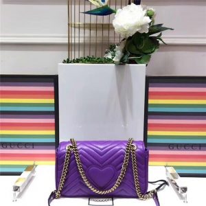 Gucci GG Marmont Matelasse Small Shoulder Bag Purple Leather