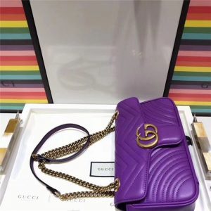 Gucci GG Marmont Matelasse Small Shoulder Bag Purple Leather