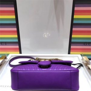 Gucci GG Marmont Matelasse Small Shoulder Bag Purple Leather