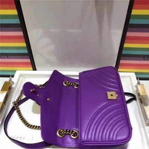 Gucci GG Marmont Matelasse Small Shoulder Bag Purple Leather