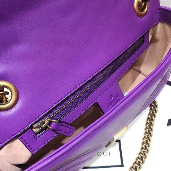 Gucci GG Marmont Matelasse Small Shoulder Bag Purple Leather