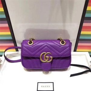 Gucci GG Marmont Matelasse Mini Bag Purple Leather