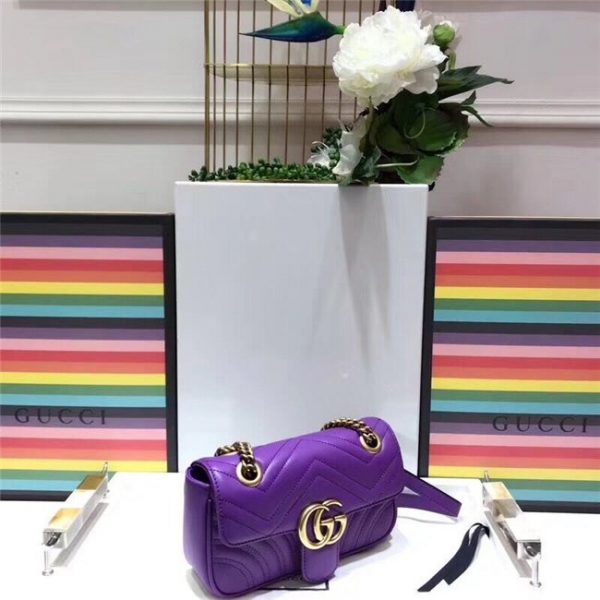 Gucci GG Marmont Matelasse Mini Bag Purple Leather