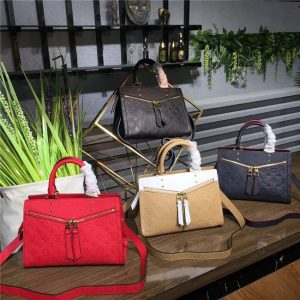 Louis Vuitton Zipped Handbag PM Monogram Empreinte Leather Marine Rouge
