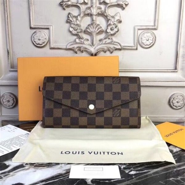 Louis Vuitton Sarah Wallet Damier Ebene Rose Ballerine