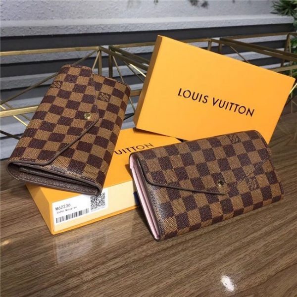 Louis Vuitton Sarah Wallet Damier Ebene Rose Ballerine