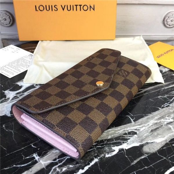 Louis Vuitton Sarah Wallet Damier Ebene Rose Ballerine