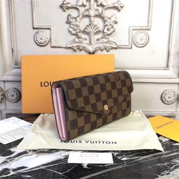 Louis Vuitton Sarah Wallet Damier Ebene Rose Ballerine