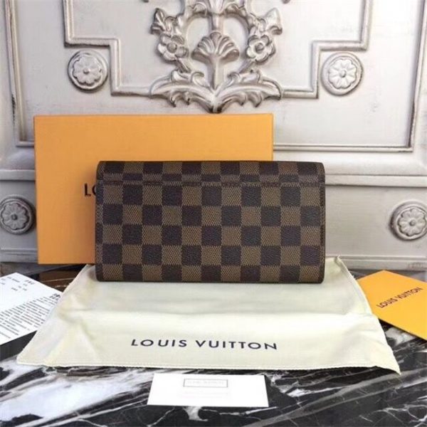 Louis Vuitton Sarah Wallet Damier Ebene Rose Ballerine