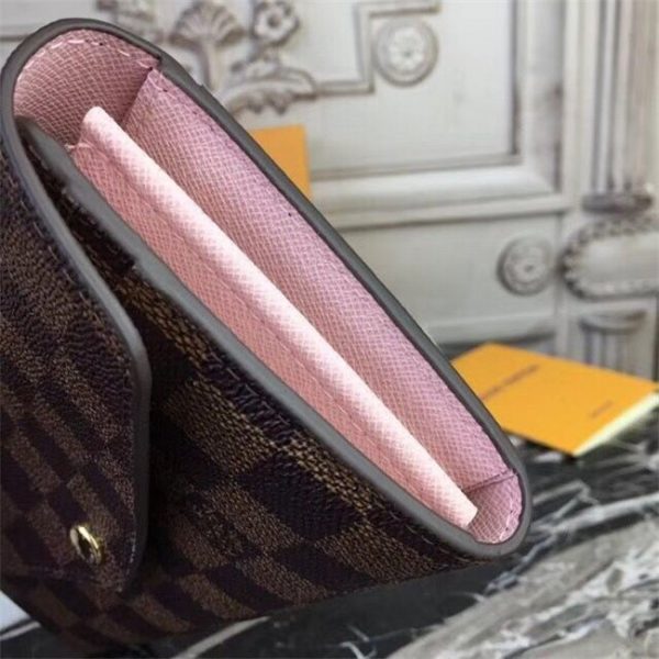 Louis Vuitton Sarah Wallet Damier Ebene Rose Ballerine