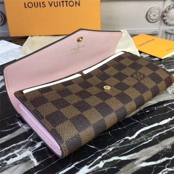 Louis Vuitton Sarah Wallet Damier Ebene Rose Ballerine