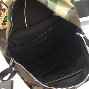 Yves Saint Laurent Classic City Backpack Khaki Cotton Gabardine Camouflage And Black Leather