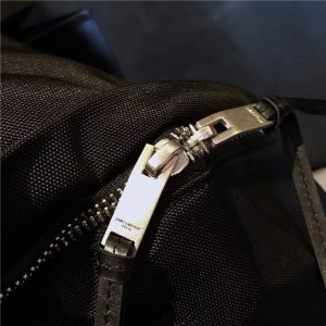 Yves Saint Laurent City Backpack With Pocket Patch Black Twill And Leather
