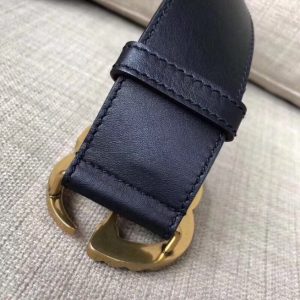 Gucci Leather Replica Belt Black w/ Pearl Double G