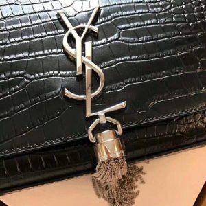 Yves Saint Laurent Medium Kate Tassel Chain Bag Crocodile Embossed Shiny Leather (Varied Colors)