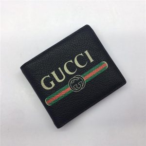 Gucci Print Leather Bi-Fold Wallet Black