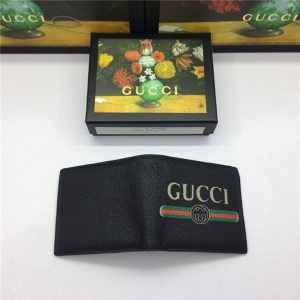 Gucci Print Leather Bi-Fold Wallet Black