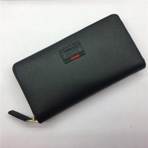 Gucci Leather Zip Around Replica Wallet With Web