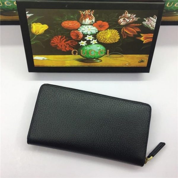 Gucci Leather Zip Around Replica Wallet With Web