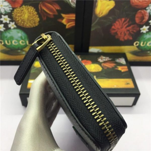 Gucci Leather Zip Around Replica Wallet With Web