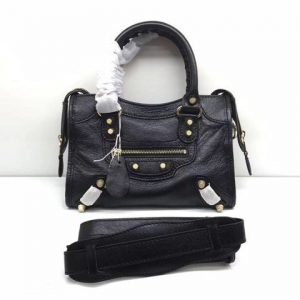 Balenciaga Classic Mini Lambskin City Tote Bag Black