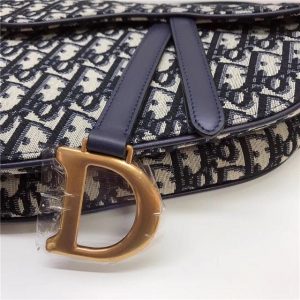 Christian Dior Saddle Bag Blue Canvas