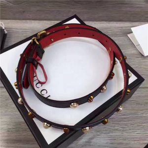 Gucci Studded Leather Belt with Metal Flower 20mm (Varied Colors)