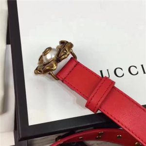 Gucci Studded Leather Belt with Metal Flower 20mm (Varied Colors)