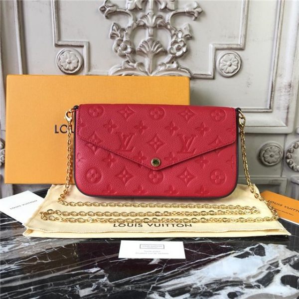 Louis Vuitton Pochette Felicie Monogram Empreinte Leather Cerise