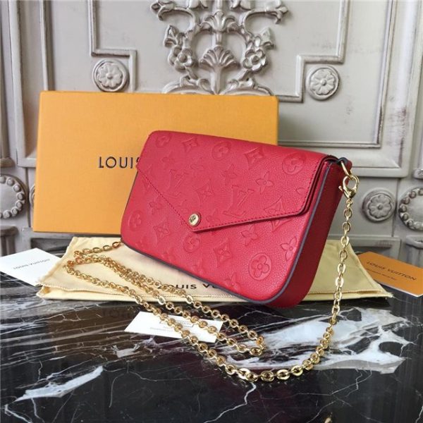 Louis Vuitton Pochette Felicie Monogram Empreinte Leather Cerise