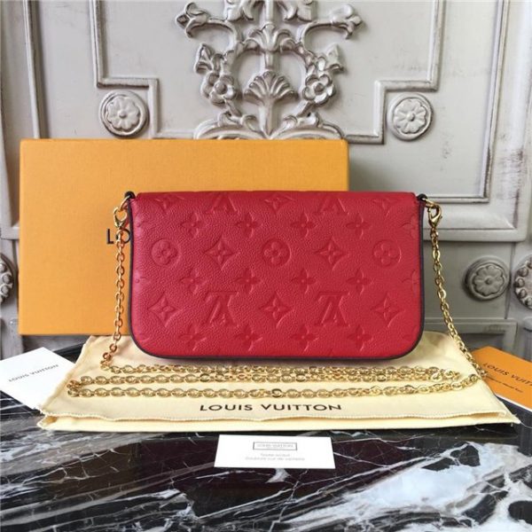 Louis Vuitton Pochette Felicie Monogram Empreinte Leather Cerise