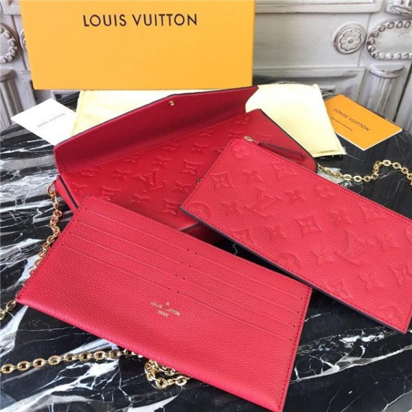 Louis Vuitton Pochette Felicie Monogram Empreinte Leather Cerise