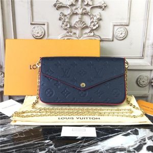 Louis Vuitton Pochette Felicie Monogram Empreinte Leather Marine Rouge