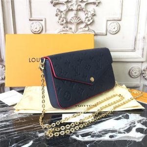 Louis Vuitton Pochette Felicie Monogram Empreinte Leather Marine Rouge