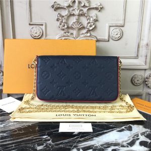 Louis Vuitton Pochette Felicie Monogram Empreinte Leather Marine Rouge