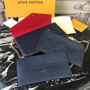 Louis Vuitton Pochette Felicie Monogram Empreinte Leather Marine Rouge