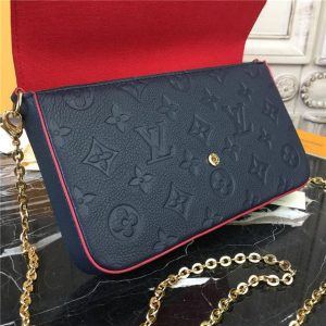 Louis Vuitton Pochette Felicie Monogram Empreinte Leather Marine Rouge