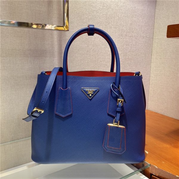 Prada Medium Double Textured-leather Tote Replicas (Varied Colors)