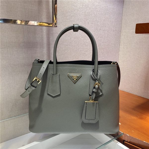 Prada Medium Double Textured-leather Tote Replicas (Varied Colors)