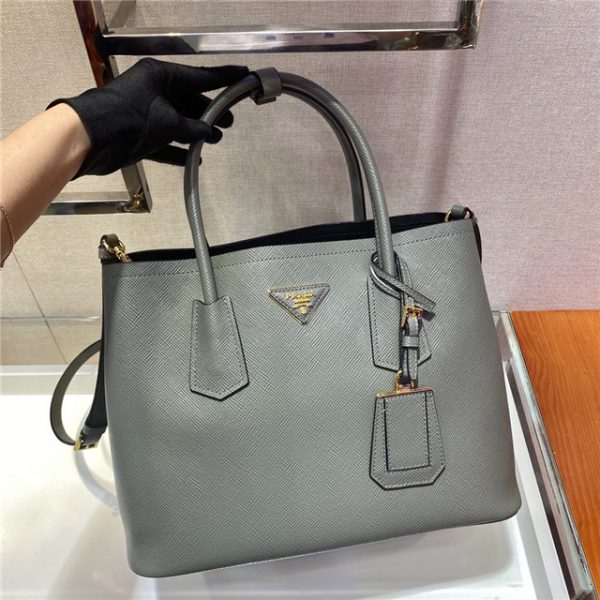 Prada Medium Double Textured-leather Tote Replicas (Varied Colors)