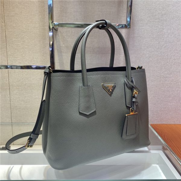 Prada Medium Double Textured-leather Tote Replicas (Varied Colors)